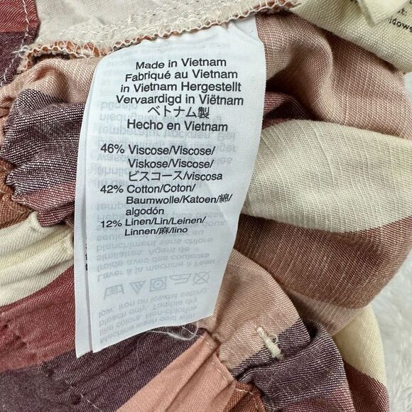 Madewell Womens 14 High Waist Paperbag Shorts Rainbow Stripe Belted Cotton Linen - Picture 7 of 11